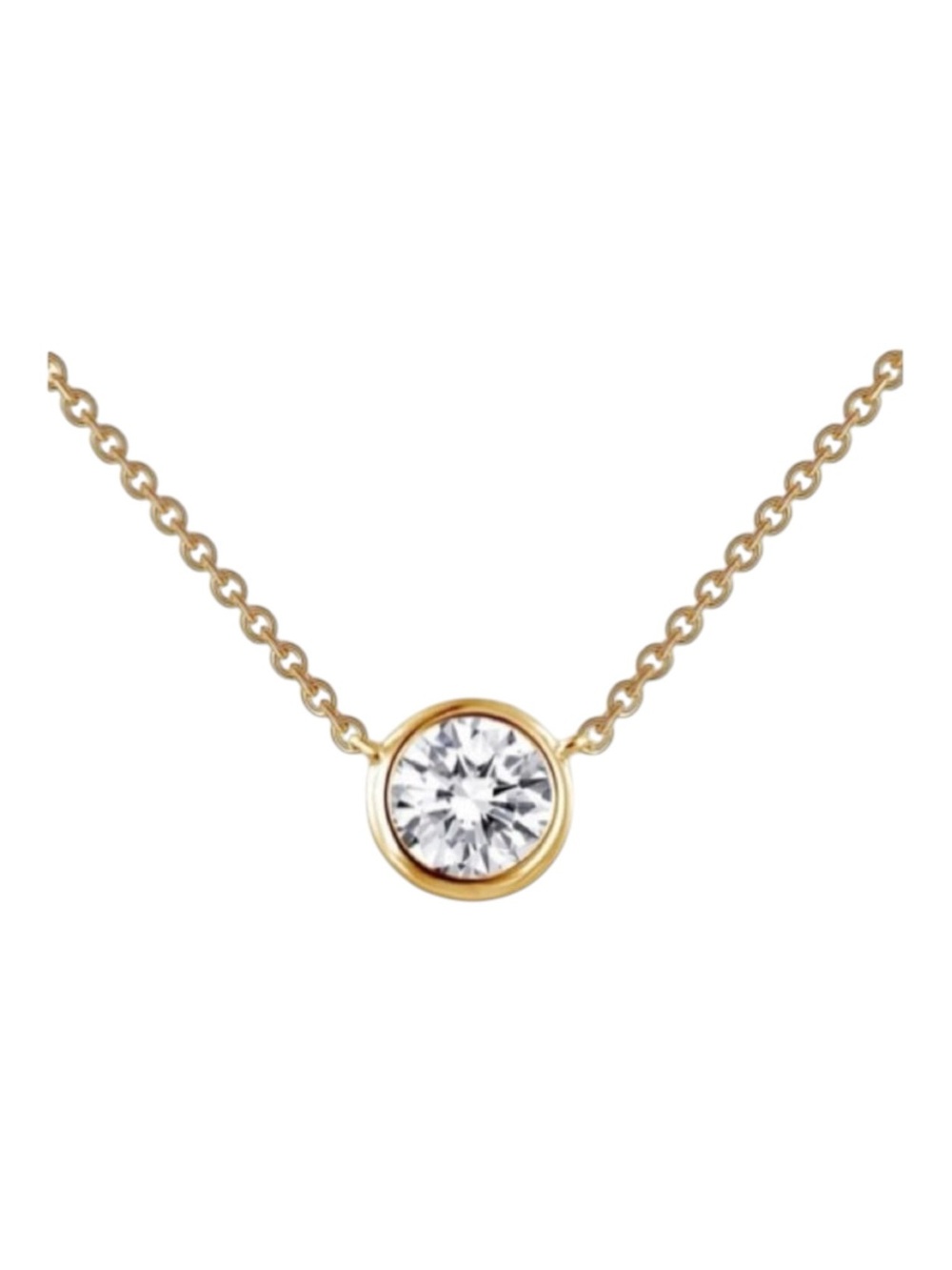 new Lassaire ☺︎︎ Bezel Set Simulated Diamond Necklace ☺︎︎ 18K Gold Plated 925 SS - Picture 2 of 16